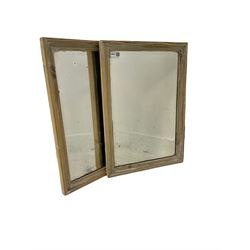 Two pine bevelled edge mirrors