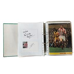 Mostly British footballing autographs and signatures including, Dave Beasant, Kevin Phillips, Jim Montgomery, Martin Peters etc, in one folder