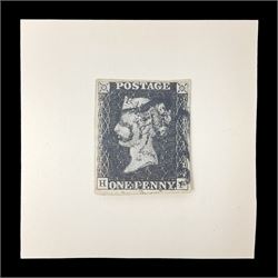 Queen Victoria penny black stamp, black MX cancel