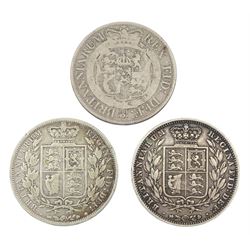 George III 1818 halfcrown coin and Queen Victoria 1850 and 1882 halfcrown coins (3)