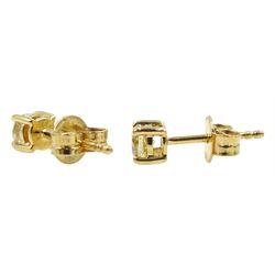 Pair of 18ct gold round brilliant cut diamond stud earrings, stamped 750, total diamond weight approx 0.45ct