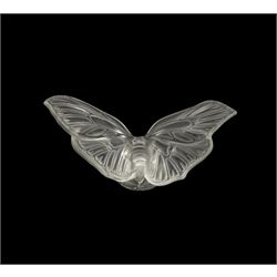 Lalique frosted glass model of a Butterfly, engraved Lalique France, W11cm