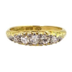 Early 20th century five stone diamond ring, stamped 18ct