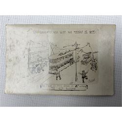 Set of six Leeds Tram humorous postcards by Jesse Schofield 1928 