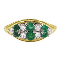 18ct gold emerald and round brilliant cut diamond ring