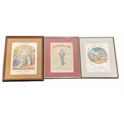 A group of framed sheet music covers to include Old York March by Carl Mahler, The 