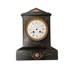 French slate and marble mantle clock.