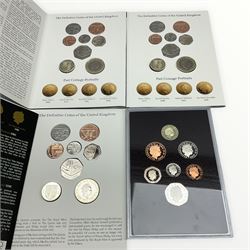 The Royal Mint United Kingdom 2008 Royal Shield of Arms proof coin collection, cased with certificate, 'The Fourth Circulating Coinage Portrait Final Edition' and 'The Forth And Fifth Circulating Coinage Portrait Collection', housed in card folders (3)
