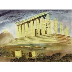 Circle of John Piper (British 1903-1992): The Parthenon - Athens Acropolis, watercolour and gouache signed and dated '35, 37cm x 50cm