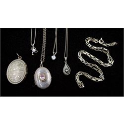Collection of silver and stone set silver jewellery, stamped or tested, malachite bead necklace and other jewellery