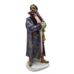 Soviet figure of Boris Godunov by Lomonosov, 20th Century, wearing flowered robes, script and incised mark to base H28cm. Provenance: from the private family collection at Harewood House 