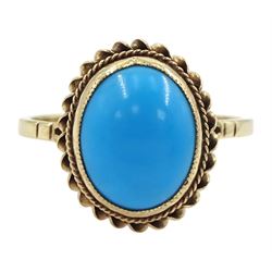 9ct gold single stone turquoise ring, hallmarked