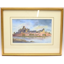 Sir Arthur David Saunders Goodall (British 1931-2016): 'Datia' Madhya Pradesh, India, watercolour signed with monogram and dated '01, 16cm x 26cm Notes: David Goodall was a British diplomat and High Commissioner to India from 1987-1991. His interest in painting began at school at Ampleforth College, but he only started painting seriously twenty years later after reading Churchill’s 'Painting as a Pastime'.