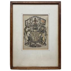 John R Sutherland (British 19th/20th century): 'The Royal Arms (as used in Scotland)', engraving with hand colouring 21cm x 15cm
Notes: Sutherland was the Heraldic Artist to the Ryon Court.  