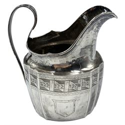 George III Irish silver cream jug with bright cut decoration, vacant cartouche and loop handle H13cm Dublin 1804 Maker Joseph Jackson 