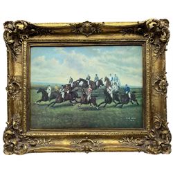 After George Veal (British 19th Century): The Steeplechase, varnished print on composite, impressed verso (Vienna) 29cm x 39cm