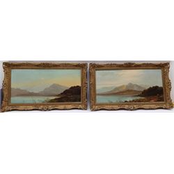 Attrib. Charles Leslie (British 1839-1886): Highland Landscapes, pair oils on canvas unsigned 30cm x 60cm