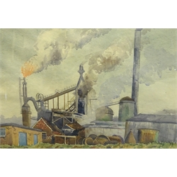 K Gordon (British 20th century): 'Goldendale Ironworks', watercolour signed, titled verso on artist's address label 36cm x 54cm