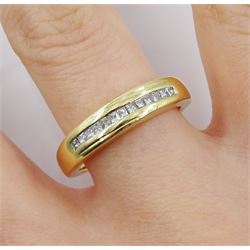 18ct gold channel set baguette cut diamond half eternity ring, hallmarked