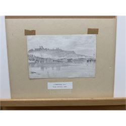 John Constable RA (British 1776-1837): 'Dover', pencil sketch titled and dated 1803, inscribed verso 14cm x 23cm 
Provenance: deceased estate/house clearance in the Leeds/York area, located in a suitcase with broken glass - back opened and glass replaced prior to auction. With The Little Gallery, 5 Kensington Church Walk, London W8, who were active around 1971-1975 specialising in big name artists but the pictures were often sketches, untypical works, thumbnail drawings etc (far more readily available at this period). There are many other examples of big name artist's pictures being sold with the same Gallery label in the same handwriting. The back of the drawing is inscribed 'J Constable' probably in the handwriting of John Fisher, his friend and patron, who on Constable's death dispersed many sketches and scrapbooks. Notes: Constable made a series of drawings, mainly of shipping, during his voyage on the East Indiaman 'Coutts' from London to Deal in April 1803. In a letter to his good friend John Dunthorne, dated 23rd May 1803, he writes 'I came on shore at Deal, walked to Dover (about one and a half hours) and the next day returned to London', giving him a half day in Dover.