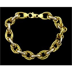 18ct yellow and white gold fancy link bracelet, stamped 750