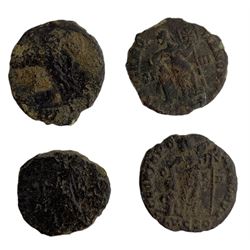Roman coinage mainly 4th century AD to include a collection of predominantly bronze nummi from rulers of the House of Valentinian (86) and House of Theodosius (16)