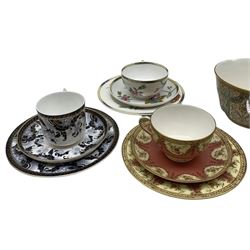 Royal Worcester porcelain tea wares including three trios, one retailed by Henry Greene & Sons, etc 