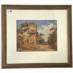 Attrib. Frederick Henry Henshaw (British 1807-1891): Raphael's Studio in the Garden of the Villa Borghese in Rome, watercolour unsigned 22cm x 28cm