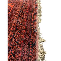 Afghanistan rug, with red field and red border  