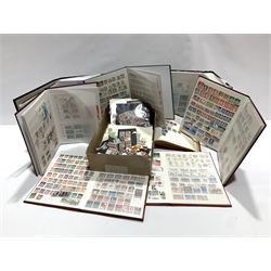 Great British and World stamps in eight albums/folders and loose including Australia, Canada, Ceylon, Italy, Jamaica, Monaco, Russia, South Africa, Spain, St Helena etc
