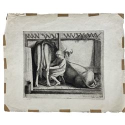 Frederick George Austin (British 1902-1990): A Milkmaid Milking, drypoint etching signed in the plate, numbered ‘2nd state’ in pencil 16cm x 19.5cm (unframed)
Provenance: direct from the granddaughter of the artist