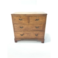 19th century walnut chest fitted with wo short and two long drawers, raised on bracket supports, W81cm, H79cm, D45cm