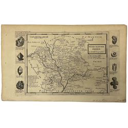 Herman Moll (Dutch/British 1654-1732): 'Worcestershire (3)' 'Rutlandshire' and 'Herefordshire', set three 18th century engraved maps one with hand-colouring, with the associated antiquarian and historical finds to the border pub. c1724, 21cm x 31cm (5) (unframed)
Notes: one of the Worcestershire maps is a rare Rocque first edition
