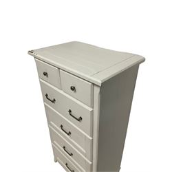 Laura Ashley - white chest of drawers, raised on square tapering supports 