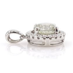 Platinum round brilliant cut diamond halo cluster pendant, Birmingham assay mark, principal diamond approx 1.20 carat