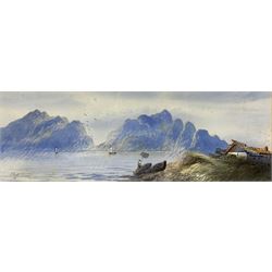 Edwin Earp (British 1851-1945): Loch Fishing, watercolour signed 13cm x 38cm