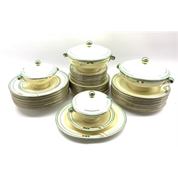 Art Deco Spode's 'Royal Jasmine' pattern dinner service for twelve persons, lacking one bowl