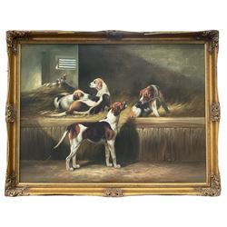English School (20th century): Litter of Hunting Beagles, oil on canvas unsigned 90cm x 121cm