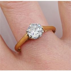 Single stone round diamond ring, stamped 18ct Plat, diamond approx 0.70 carat