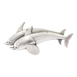 Georg Jensen silver dolphin brooch No. 317 designed by Arno Malinowski