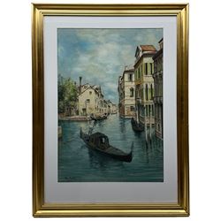 M Argeles (British 19th/20th century): Venetian Gondola, watercolour signed and dated 1901, 51cm x 35cm