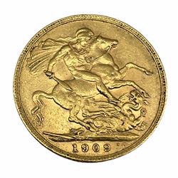 King Edward VII 1909 gold full Sovereign coin 