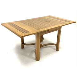 Eric Gomme - E gomme 1950s zebra wood and light oak draw leaf dining table, supports connected by a curved H shaped stretcher, with paper label 'E.G', H74cm, 91cm x 91cm - 156cm (extended)