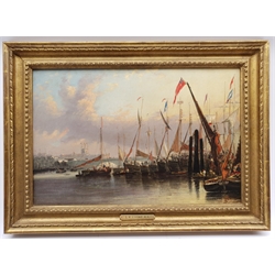 Attrib. Edward William Cooke RA (British 1811-1880): Naval Regatta, oil on canvas unsigned 29cm x 44cm