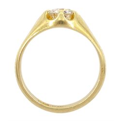 Gold single stone old cut diamond ring, stamped, diamond weight approx 1.30 carat