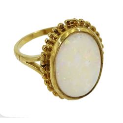 9ct gold oval opal ring, hallmarked