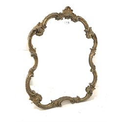 Early 20th century Rococo style gilt framed wall mirror, with shell pediment and conforming leaf scrolls, 59cm x 76cm