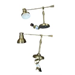 Pair of brushed brass adjustable reading lamps (2)