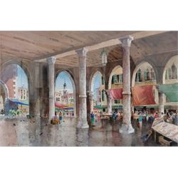 John Barrie Haste (British 1931-2011): Venetian Market Scene, watercolour signed 42cm x 63cm