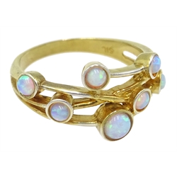 Silver-gilt multi opal ring, stamped Sil
